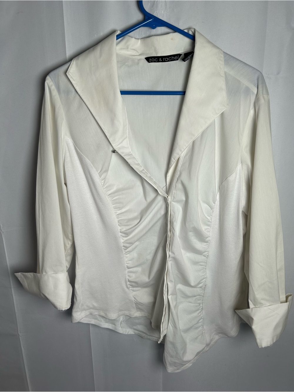 Zac & Rachel Cream Ruffled Front Blouse - Picture 2 of 13